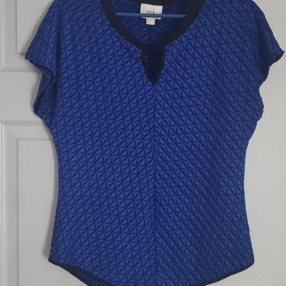 Textured royal blue and black top